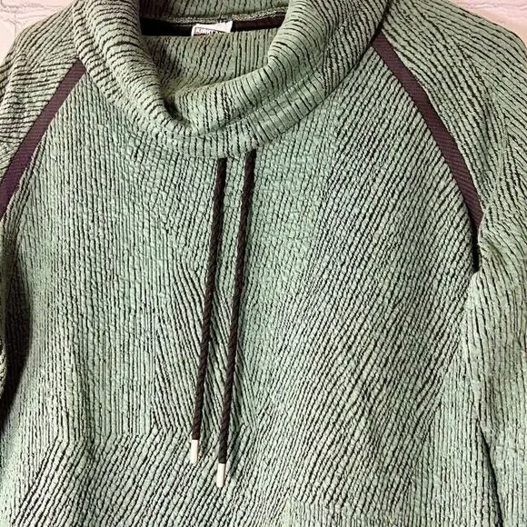 Kirkland Signature Jacquard Mockneck Cozy Pullover Women's M Green/Teal - Picture 4 of 12